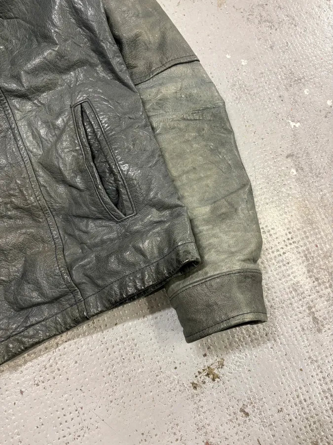 2000s Daniele Alessandrini Avant-Garde Trucker Grey Leather Jacket IbnrDEP 7