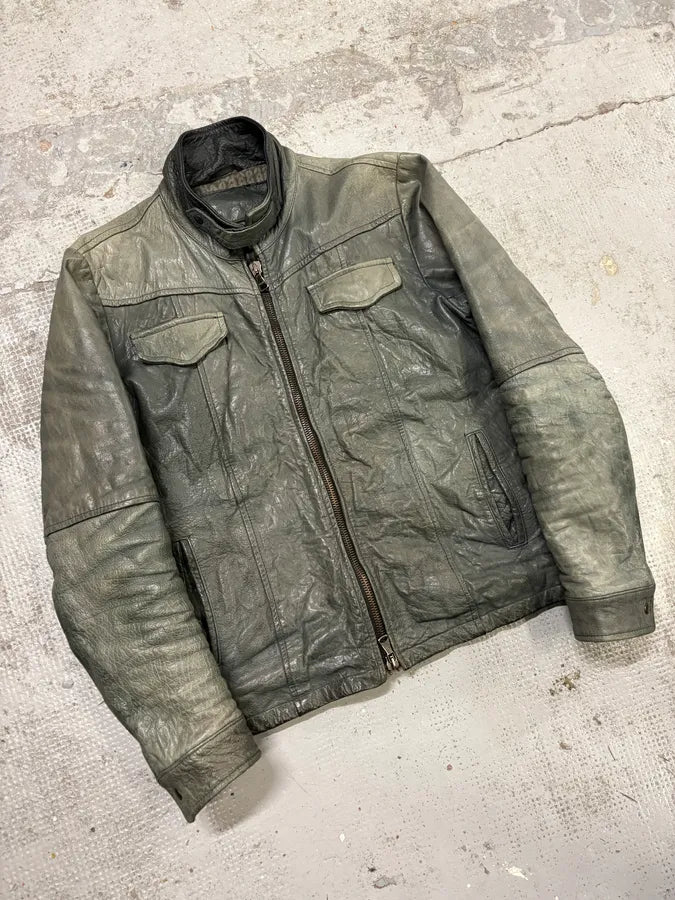 2000s Daniele Alessandrini Avant-Garde Trucker Grey Leather Jacket IbnrDEP 3