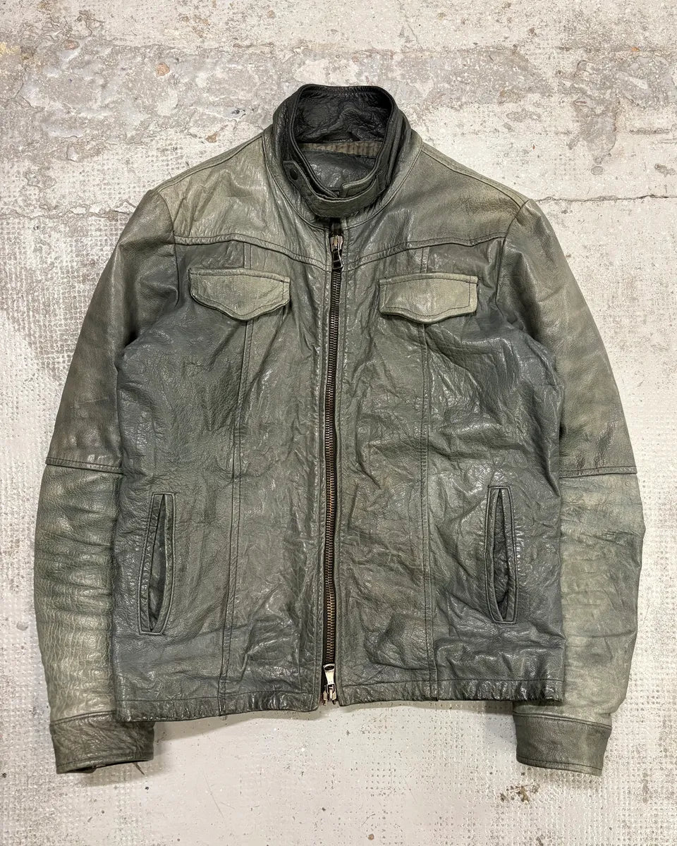 2000s Daniele Alessandrini Avant-Garde Trucker Grey Leather Jacket IbnrDEP 0