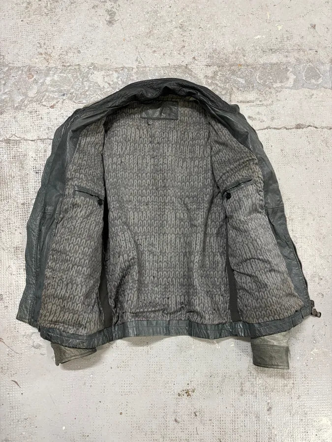 2000s Daniele Alessandrini Avant-Garde Trucker Grey Leather Jacket IbnrDEP 6