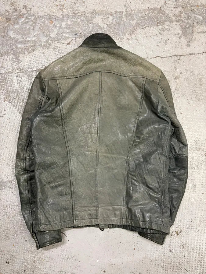 2000s Daniele Alessandrini Avant-Garde Trucker Grey Leather Jacket IbnrDEP 5