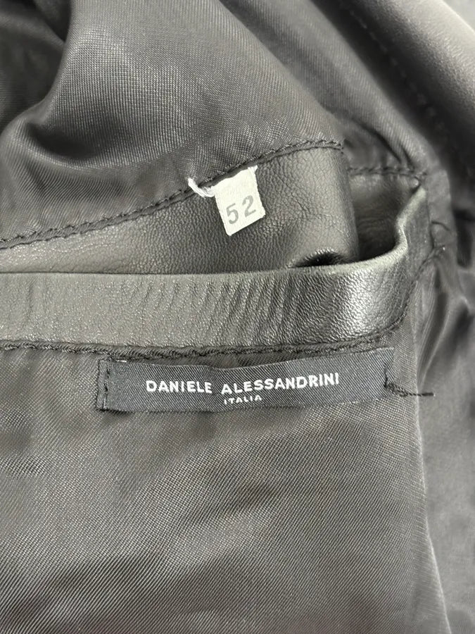 2000s Daniele Alessandrini Aviator Black Leather Jacket WnyuCdC 8