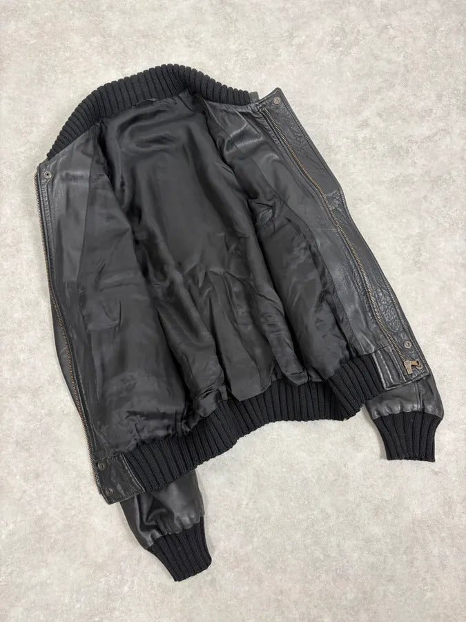 2000s Daniele Alessandrini Aviator Black Leather Jacket WnyuCdC 6