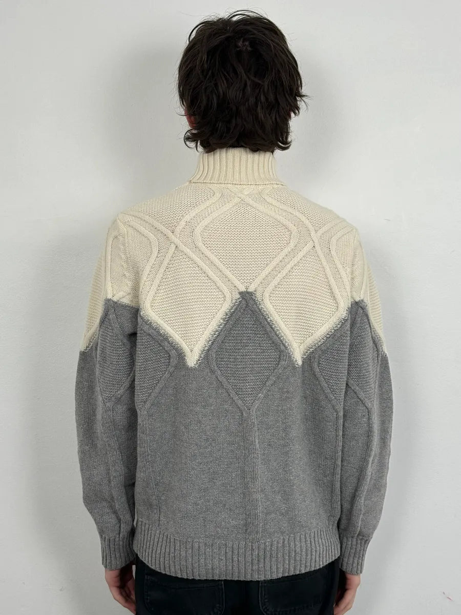 2000s Daniele Alessandrini Beige & Grey Structure Turtleneck Sweater ncpiTMH 2