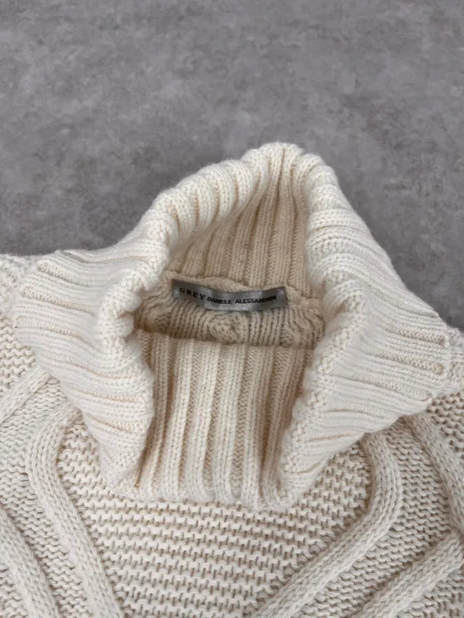 2000s Daniele Alessandrini Beige & Grey Structure Turtleneck Sweater ncpiTMH 7