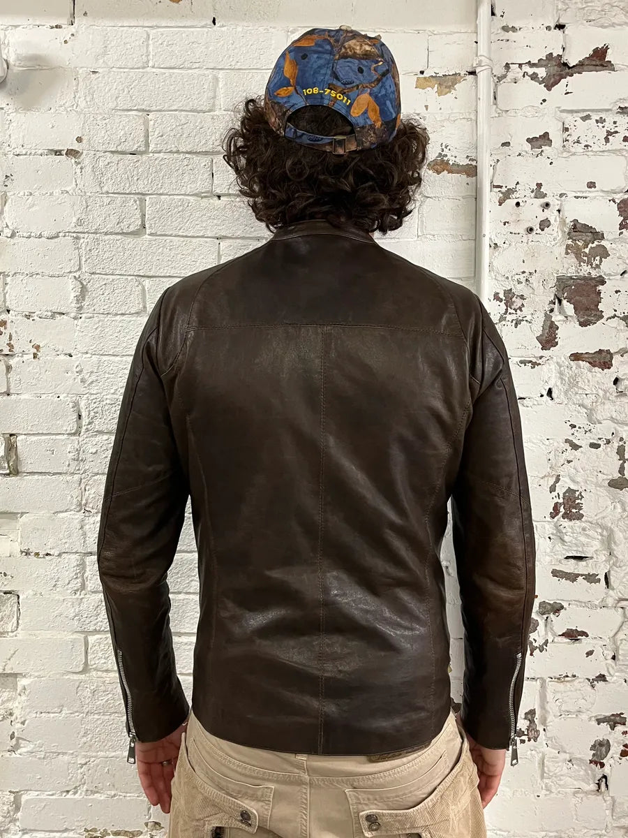 2000s Daniele Alessandrini Biker Brown Leather Jacket lMzQyoe 2