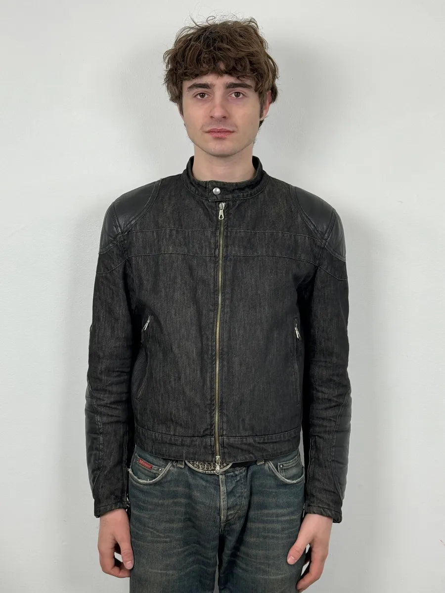 2000s Daniele Alessandrini Biker Raw Grey Denim Jacket gVXBSMY 1