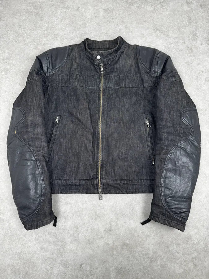2000s Daniele Alessandrini Biker Raw Grey Denim Jacket gVXBSMY 0