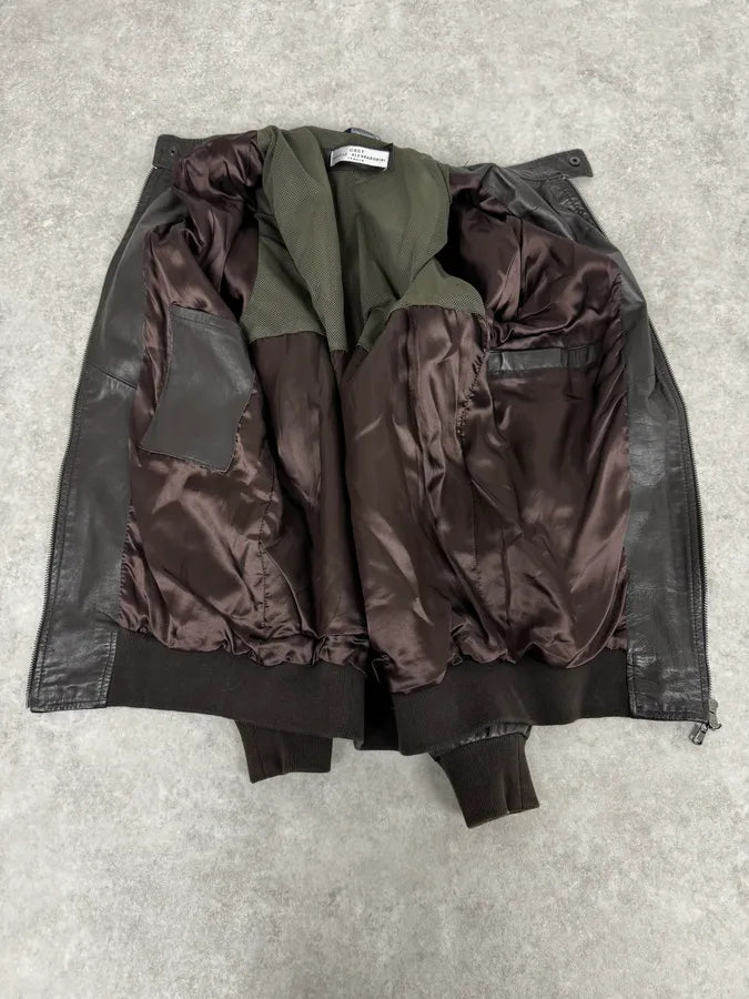 2000s Daniele Alessandrini Brown Bomber Leather Jacket okBqRlW 6