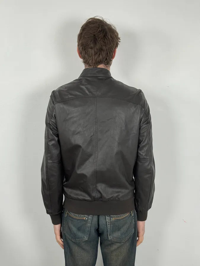 2000s Daniele Alessandrini Brown Bomber Leather Jacket okBqRlW 2