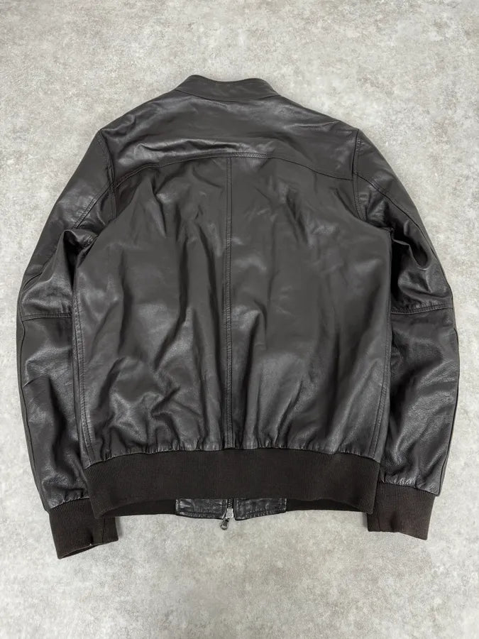 2000s Daniele Alessandrini Brown Bomber Leather Jacket okBqRlW 3