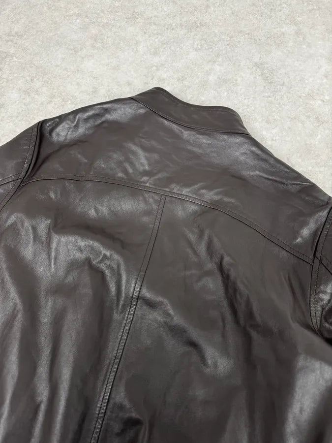 2000s Daniele Alessandrini Brown Bomber Leather Jacket okBqRlW 5