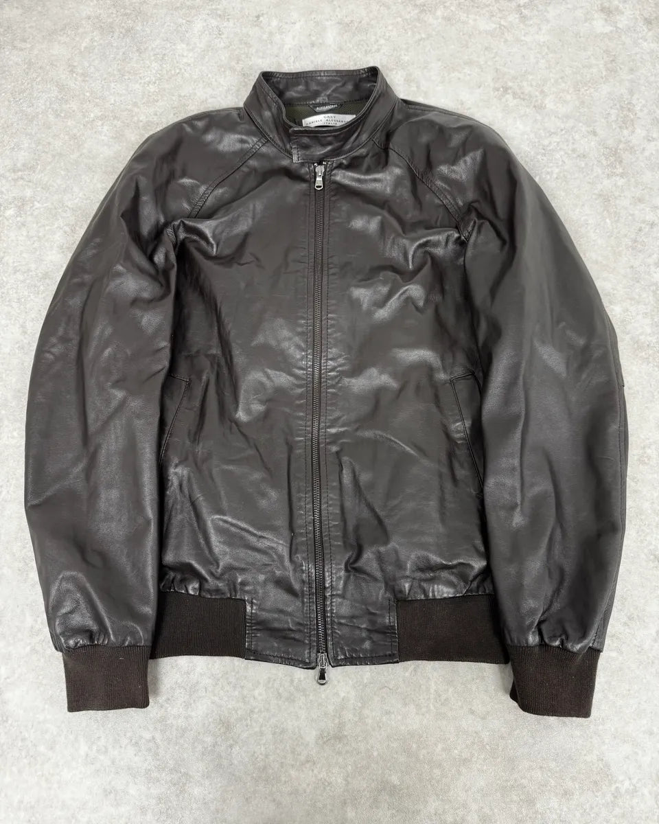 2000s Daniele Alessandrini Brown Bomber Leather Jacket okBqRlW 0