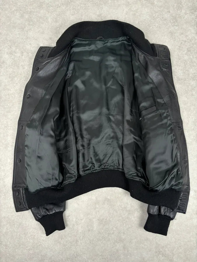 2000s Daniele Alessandrini Black Buttoned Leather Jacket wuYZNjN 6