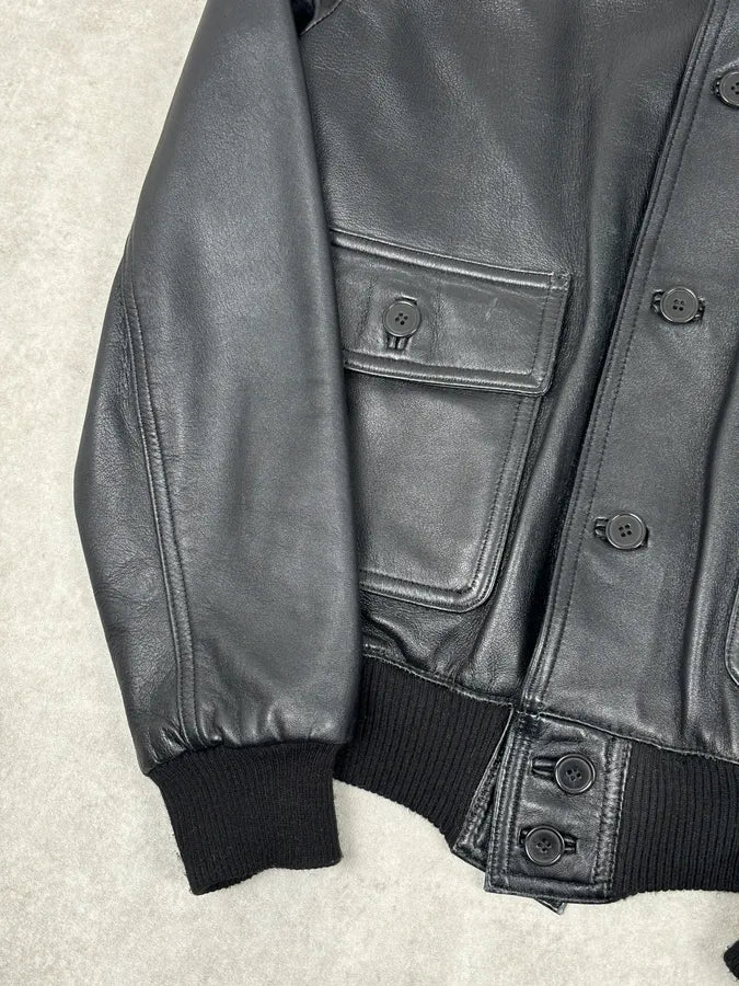 2000s Daniele Alessandrini Black Buttoned Leather Jacket wuYZNjN 7