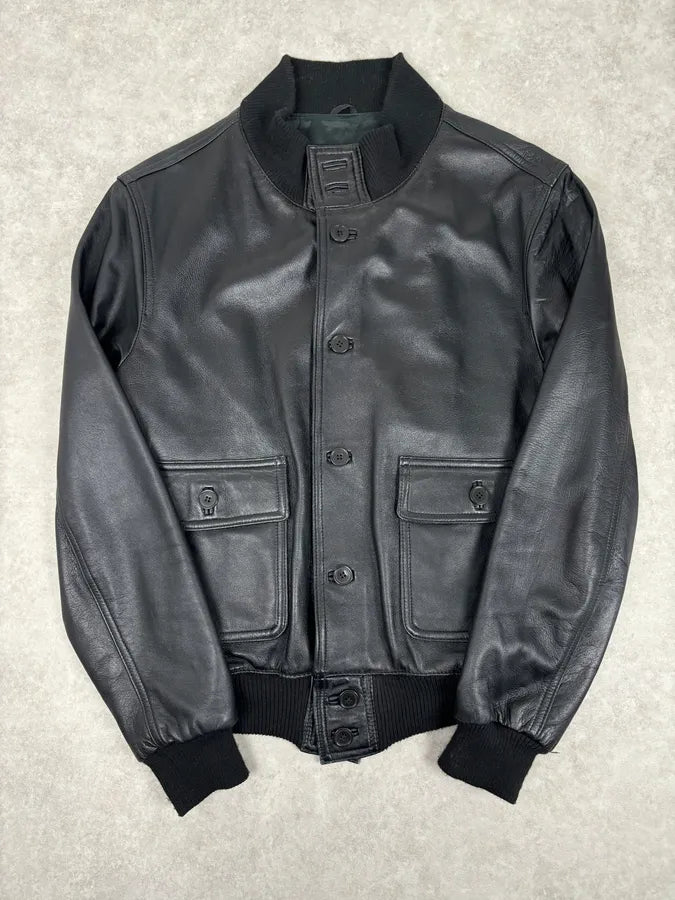 2000s Daniele Alessandrini Black Buttoned Leather Jacket wuYZNjN 0