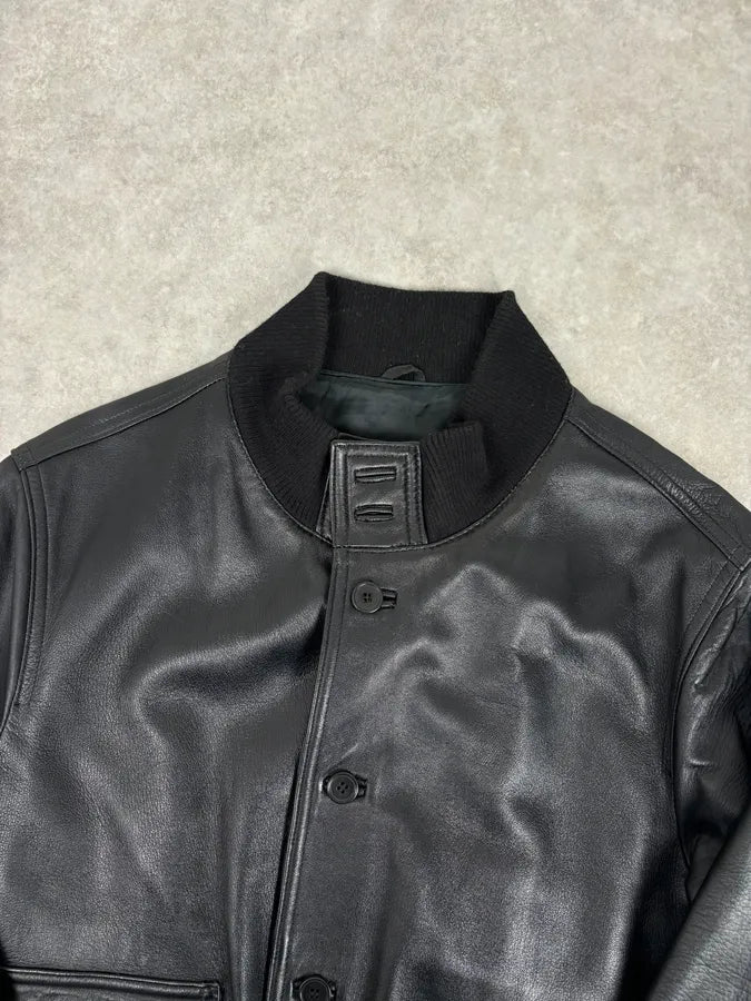 2000s Daniele Alessandrini Black Buttoned Leather Jacket wuYZNjN 3