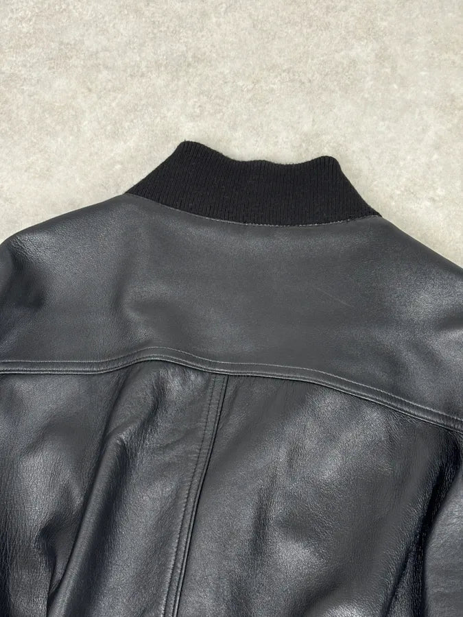 2000s Daniele Alessandrini Black Buttoned Leather Jacket wuYZNjN 5
