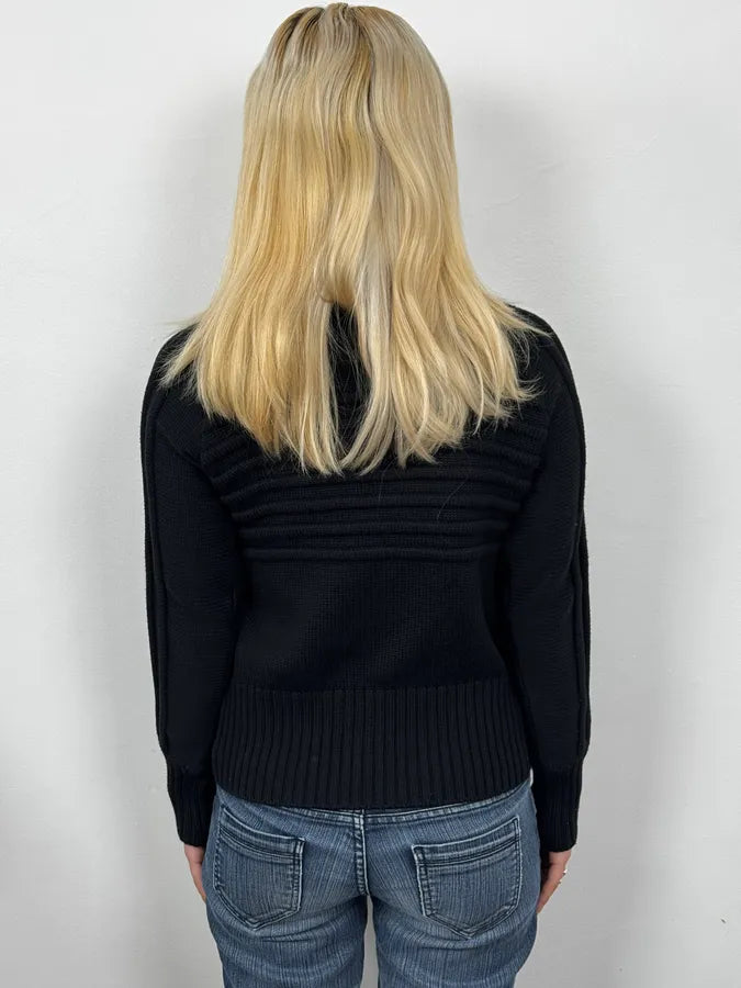 2000s Daniele Alessandrini Black Eyelet Zip Wool Sweater ufcVQjR 2