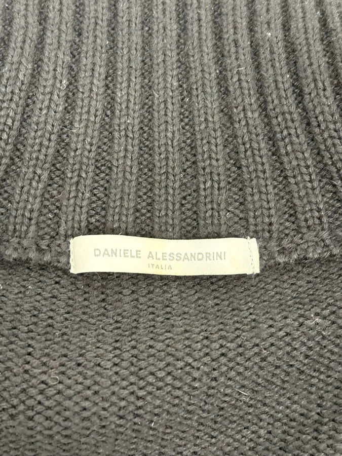 2000s Daniele Alessandrini Black Eyelet Zip Wool Sweater ufcVQjR 8