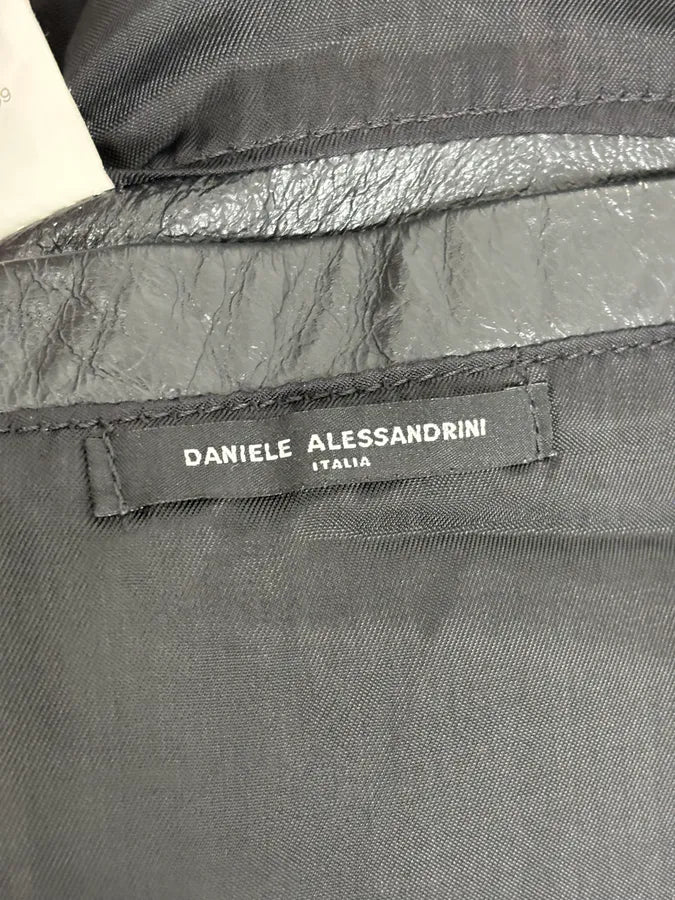 2000s Daniele Alessandrini Black Faded Leather Trucker Jacket kwgkPhd 9