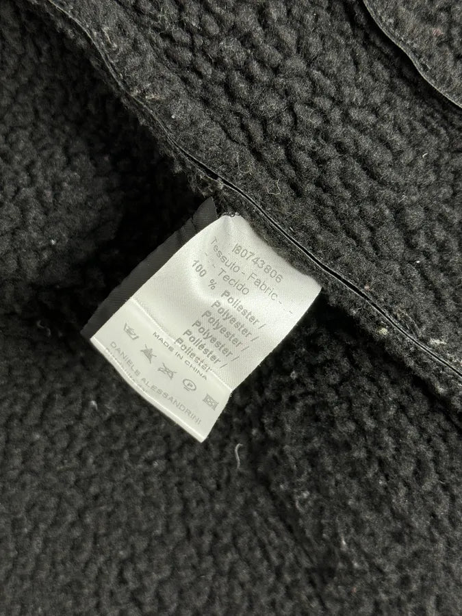 2000s Daniele Alessandrini Black Leather Shearling Jacket EStztKy 9