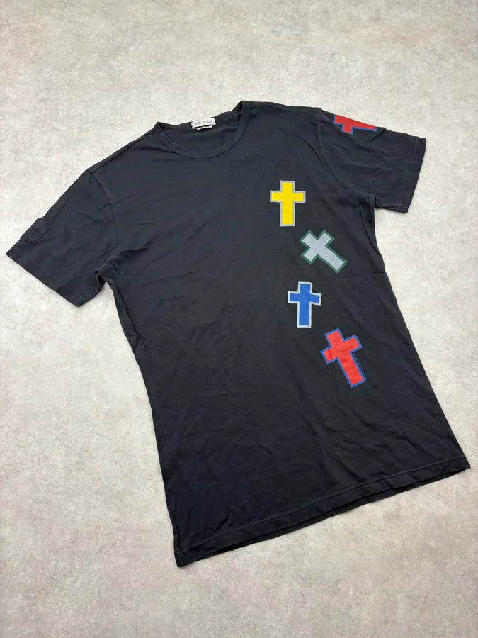 2000s Daniele Alessandrini Black Multicolor Cross T-Shirt VSOPUha 3