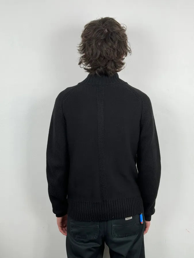 2000s Daniele Alessandrini Black Wool Buttoned Zip Up Sweater xrMOOzS 2