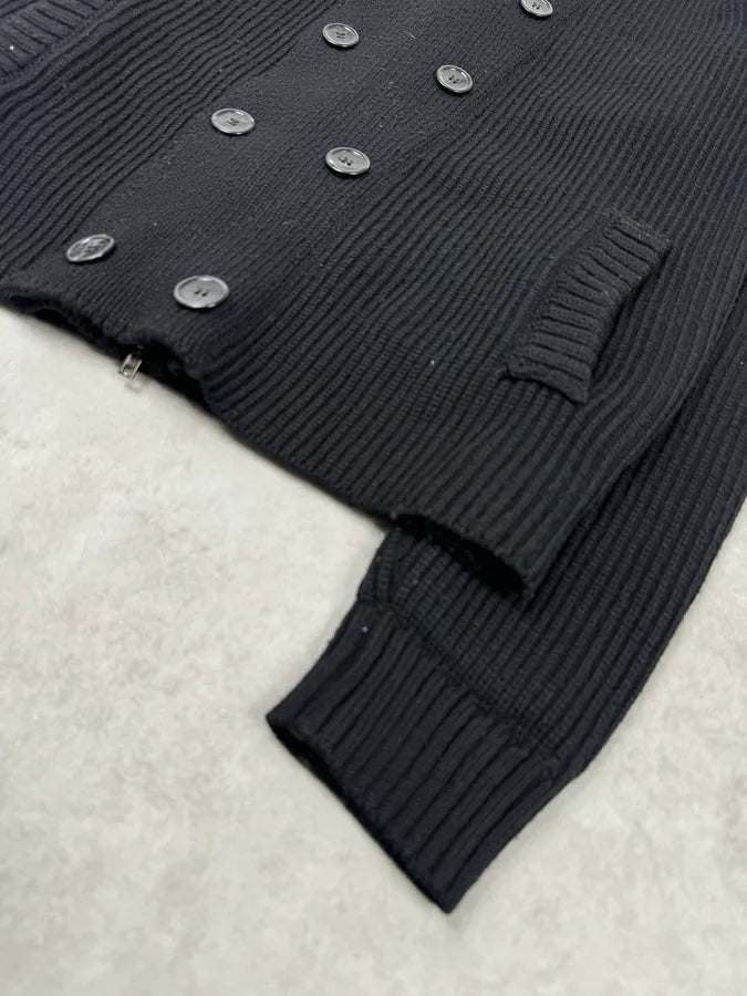 2000s Daniele Alessandrini Black Wool Buttoned Zip Up Sweater xrMOOzS 3