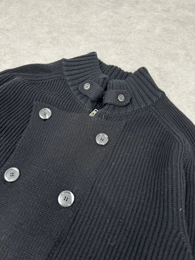 2000s Daniele Alessandrini Black Wool Buttoned Zip Up Sweater xrMOOzS 5