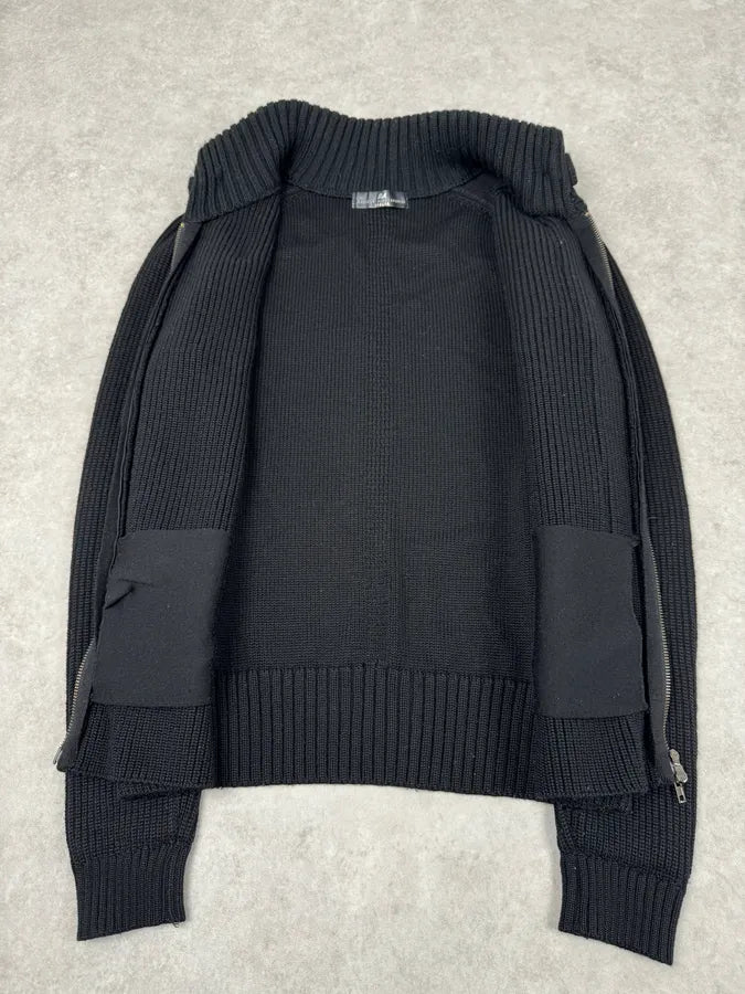 2000s Daniele Alessandrini Black Wool Buttoned Zip Up Sweater xrMOOzS 6