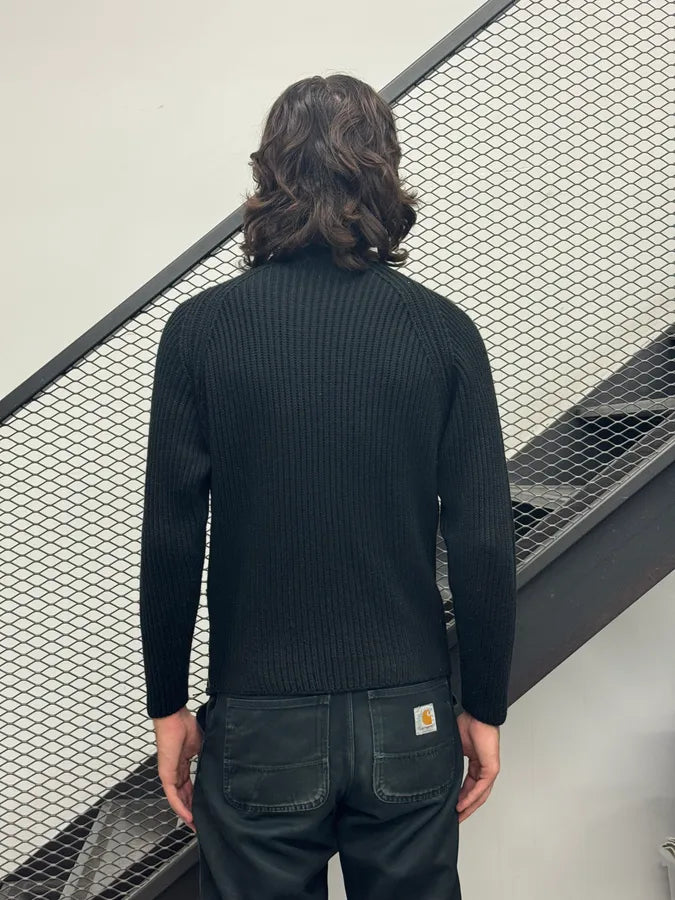 2000s Daniele Alessandrini Black Wool Ribbed Zip Sweater ApaYZQq 2