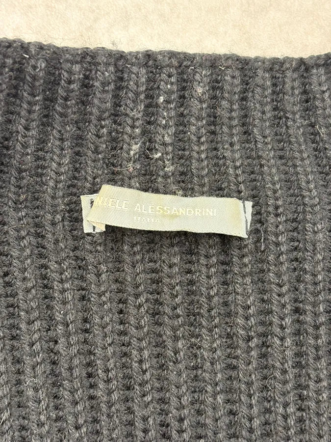 2000s Daniele Alessandrini Black Wool Ribbed Zip Sweater ApaYZQq 8