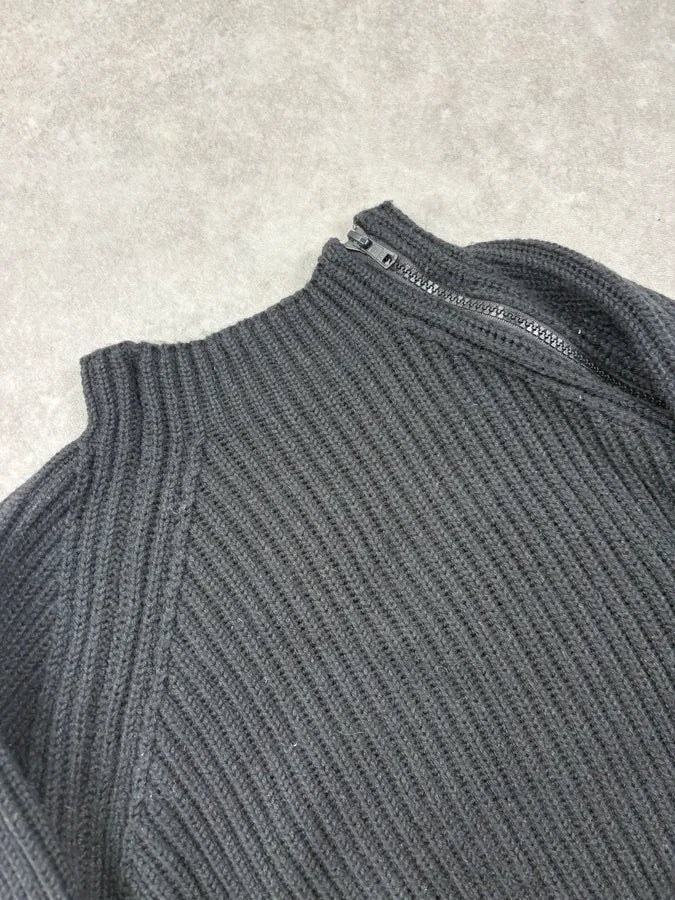 2000s Daniele Alessandrini Black Wool Ribbed Zip Sweater ApaYZQq 4