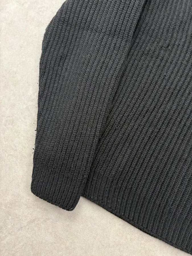 2000s Daniele Alessandrini Black Wool Ribbed Zip Sweater ApaYZQq 7