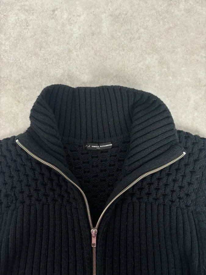 2000s Daniele Alessandrini Black Wool Zip-Up Sweater pkZTUhF 7