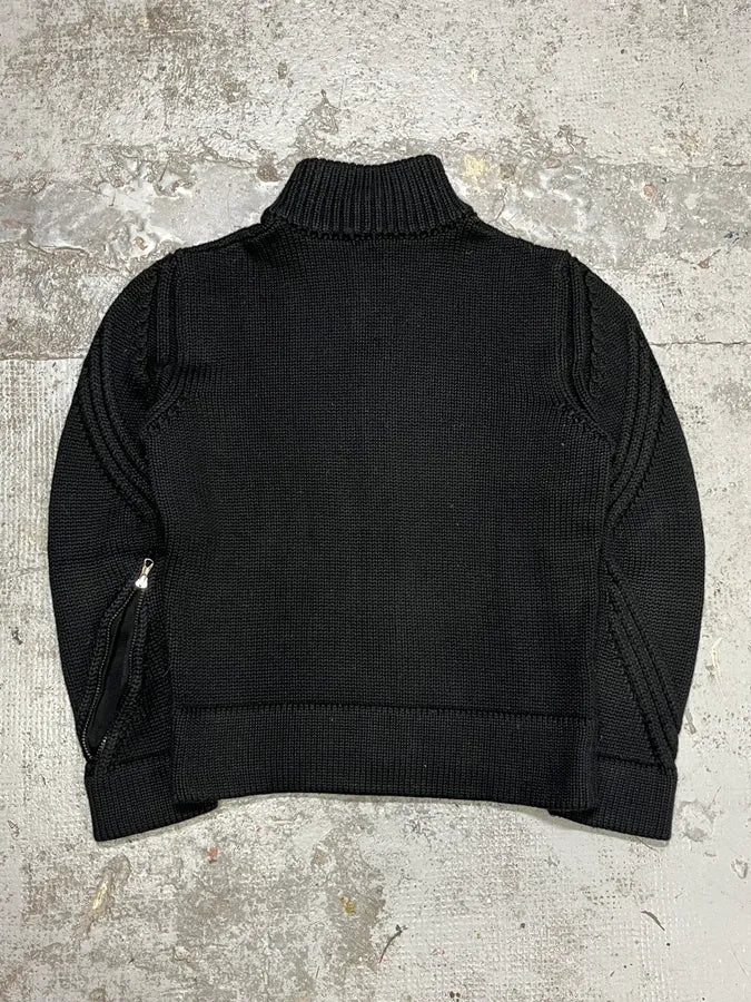 2000s Daniele Alessandrini Black Wool Zip-up Sweater imTBsVT 1
