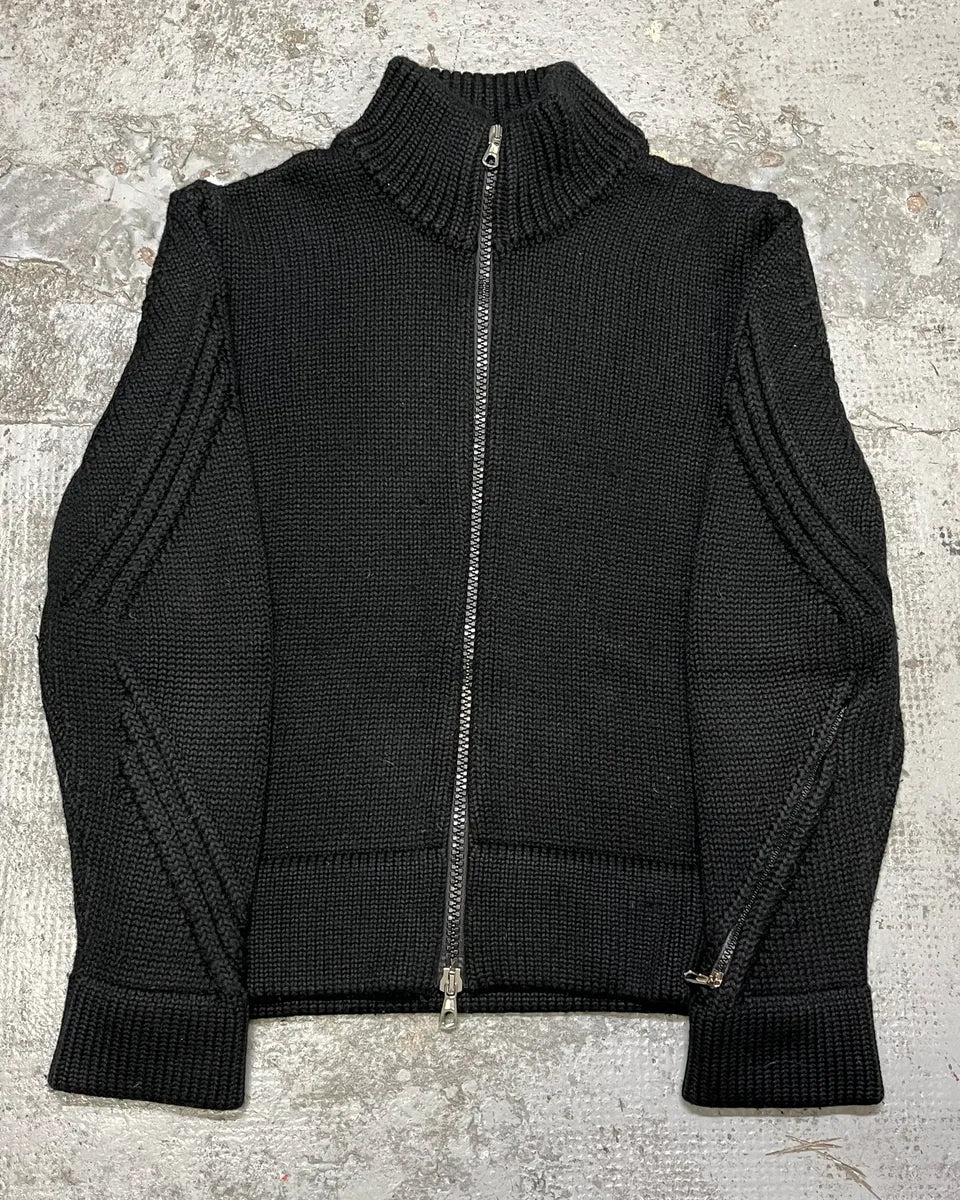 2000s Daniele Alessandrini Black Wool Zip-up Sweater imTBsVT 0