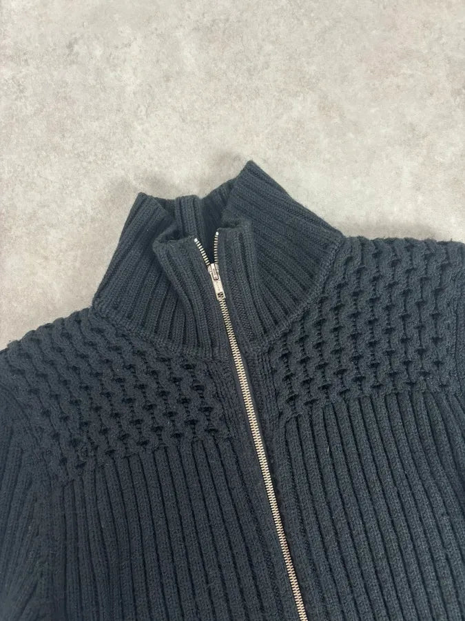 2000s Daniele Alessandrini Black Wool Zip-Up Sweater pkZTUhF 3