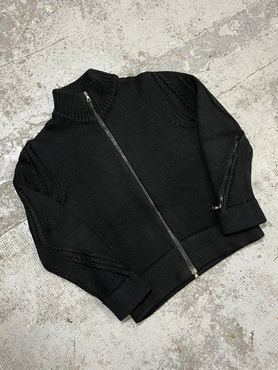 2000s Daniele Alessandrini Black Wool Zip-up Sweater imTBsVT 4