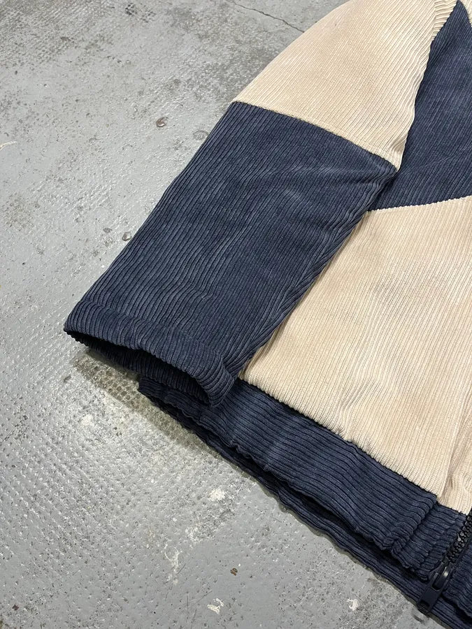 2000s Daniele Alessandrini Blue & Cream Velvet Hooded Jacket TUaJhJI 5