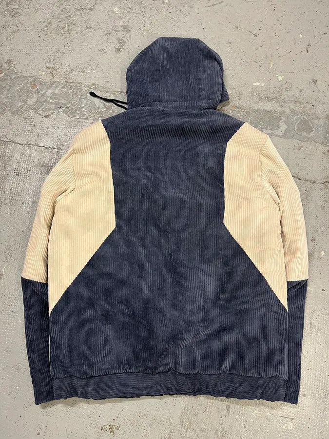 2000s Daniele Alessandrini Blue & Cream Velvet Hooded Jacket TUaJhJI 6