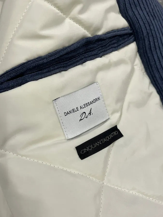 2000s Daniele Alessandrini Blue & Cream Velvet Hooded Jacket TUaJhJI 8