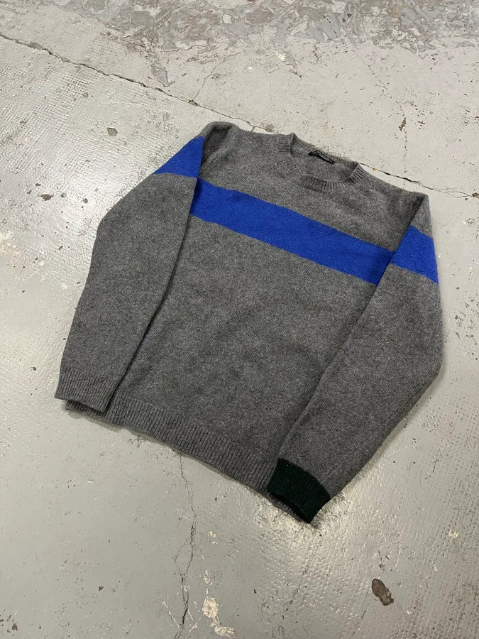 2000s Daniele Alessandrini Blue Line Grey Wool Sweater ghZTvxJ 3