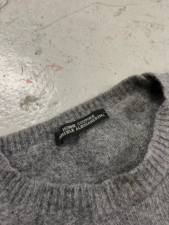 2000s Daniele Alessandrini Blue Line Grey Wool Sweater ghZTvxJ 6