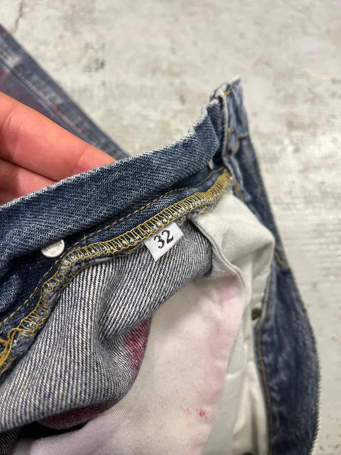 2000s Daniele Alessandrini Blurred Painted Blue Denim Jeans TUuyKem 12