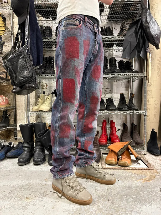 2000s Daniele Alessandrini Blurred Painted Blue Denim Jeans TUuyKem 3