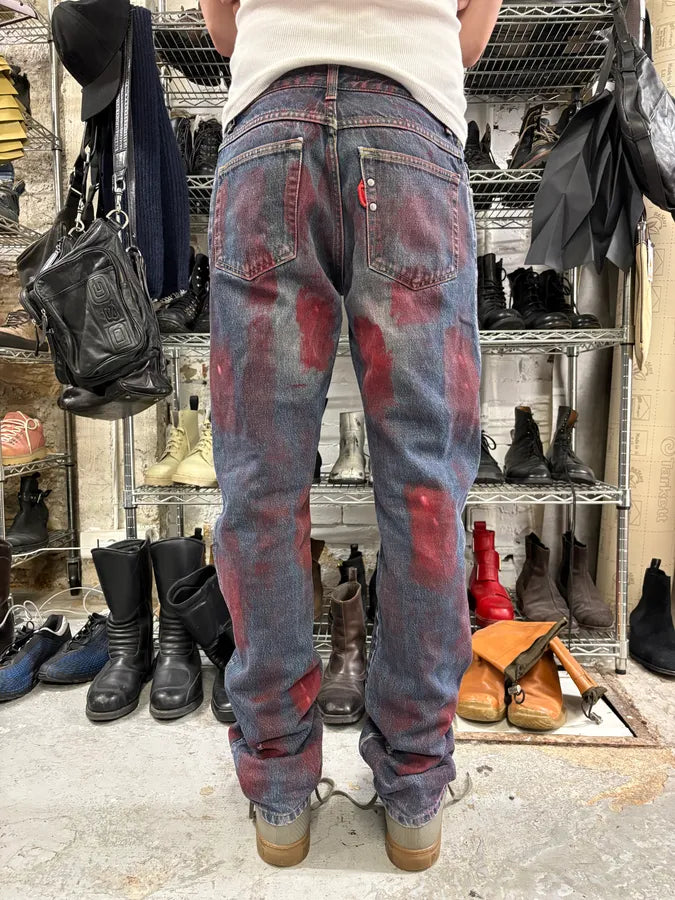 2000s Daniele Alessandrini Blurred Painted Blue Denim Jeans TUuyKem 4