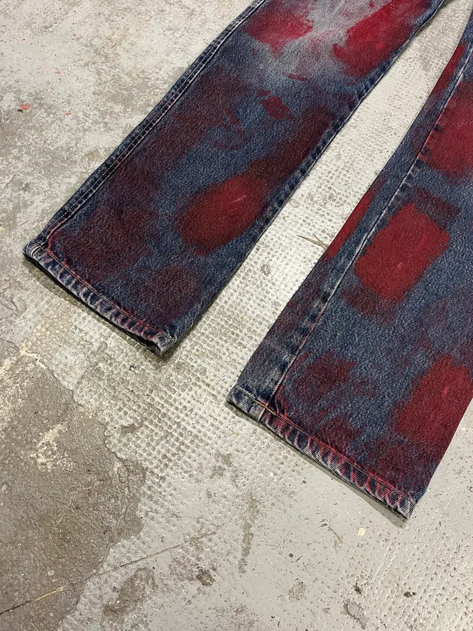 2000s Daniele Alessandrini Blurred Painted Blue Denim Jeans TUuyKem 7