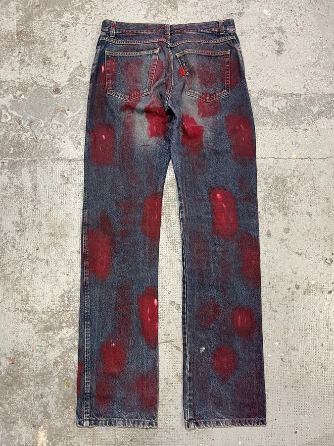 2000s Daniele Alessandrini Blurred Painted Blue Denim Jeans TUuyKem 2